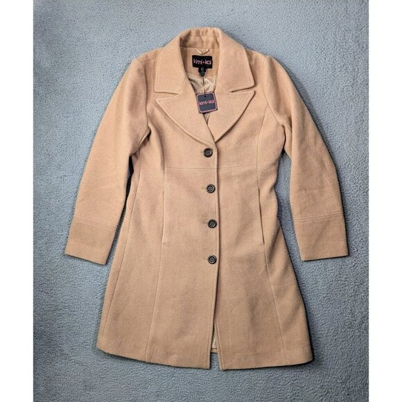 Kimi + Kai Joann Wool Blend Walking Coat Womens Medium Long Button Up - Picture 1 of 12